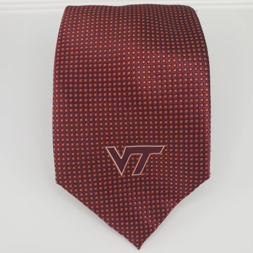 Virgina Tech Orange and Maroon  tie. 100% polyester - Picture 2 of 5